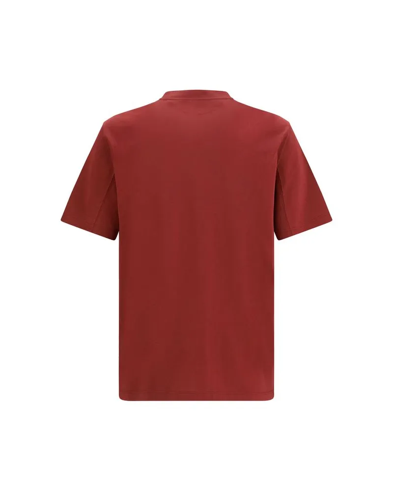 Brunello Cucinelli Men Bordeaux Cotton T-Shirt Red
