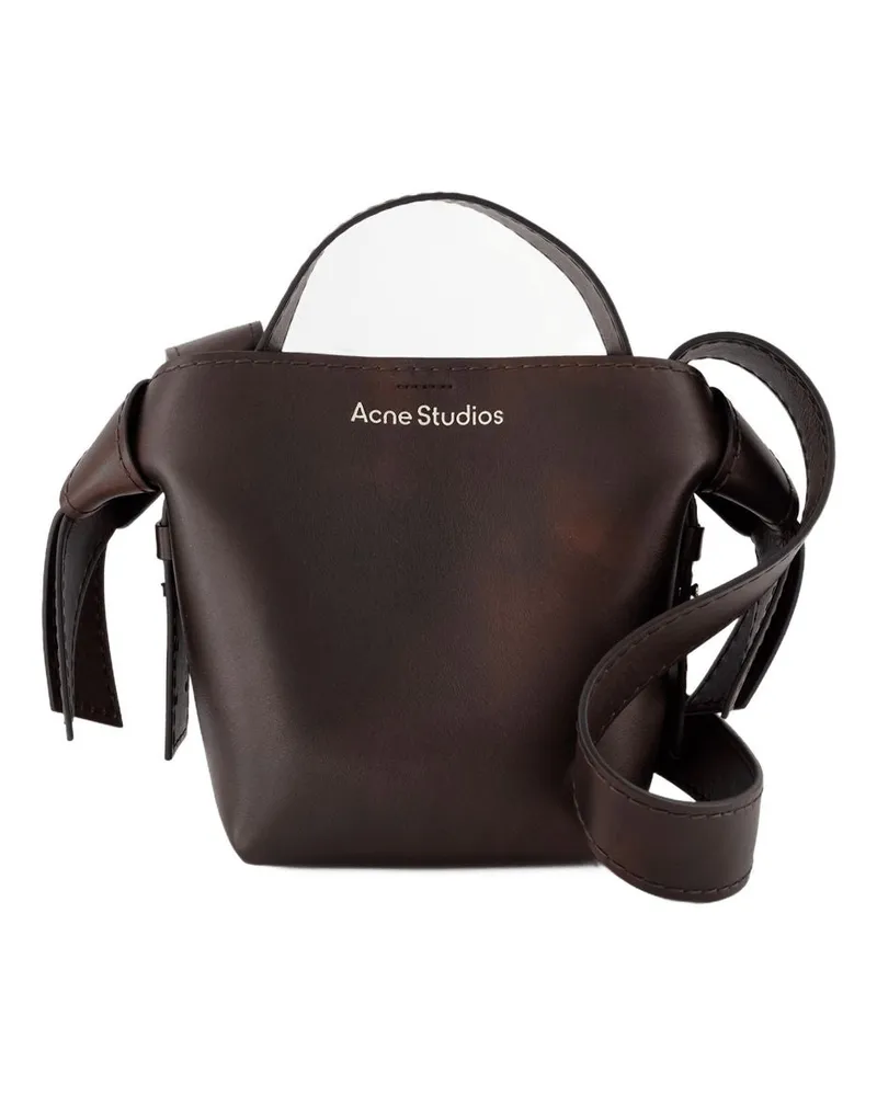 Acne Studios Unisex Musubi Mini Aged R Crossbody -  Leather Brown Calfskin Bags Totes-Shopping-Bags Brown