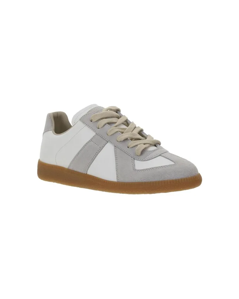 Maison Margiela Women's White Calf Leather Bos Taurus Low Top Sneakers White