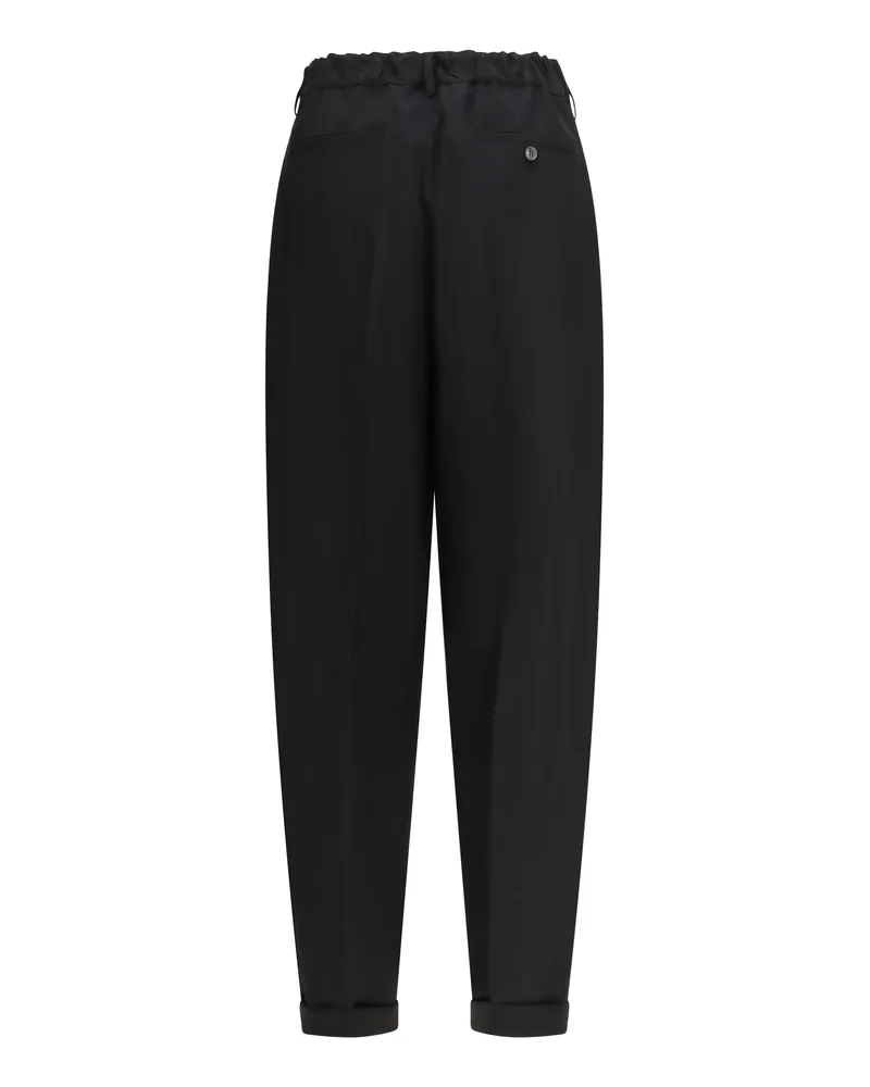 Marni Men's Pleated Trousers Black Fleece Wool Black