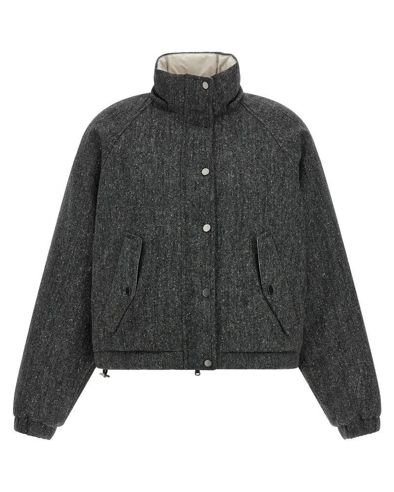 Brunello Cucinelli Donegal Tweed Down Jacket — charcoal Charcoal