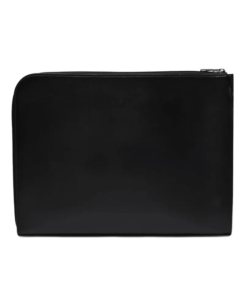 Alexander McQueen Men's Logo-Printed Leather Zip Pouch Black Wallet Black