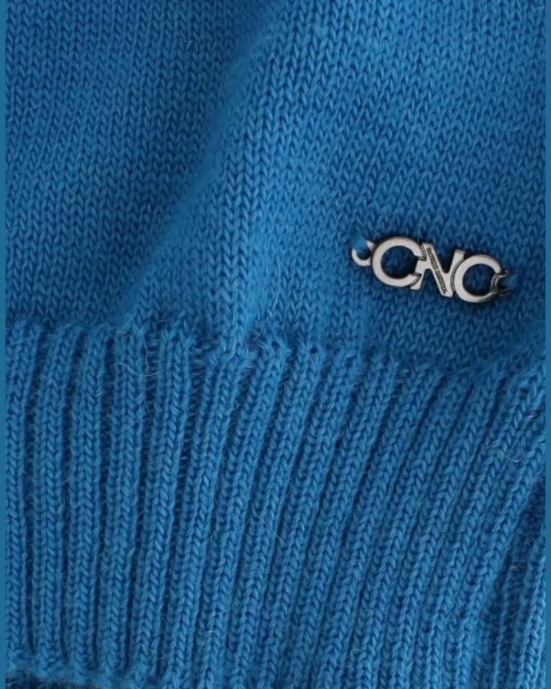 CoSTUME NATIONAL Women's Blue Knitted Scoopneck Sweater Acrylic Clothing Blue