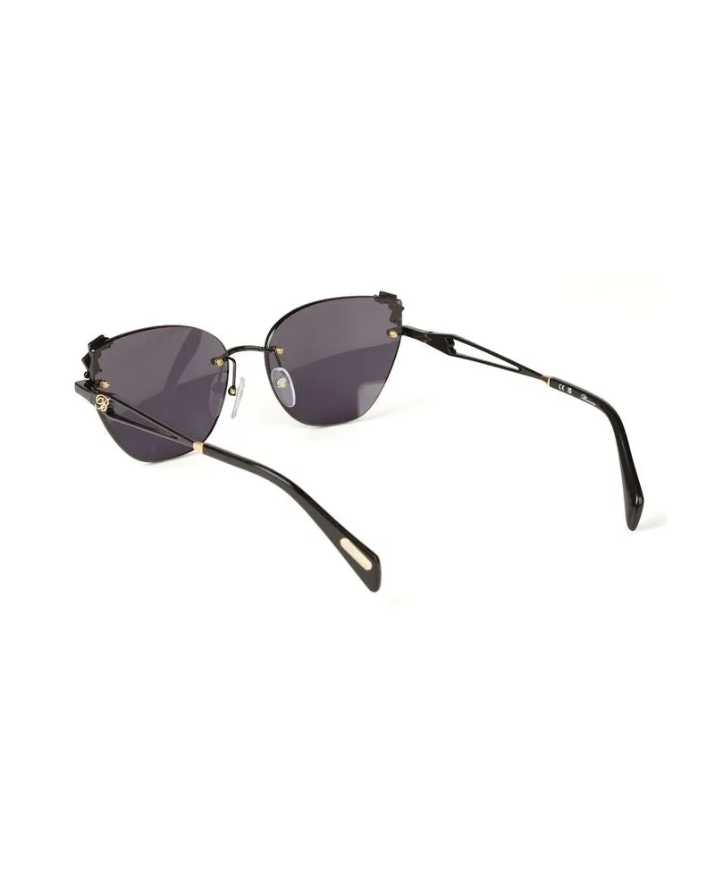 Blumarine Women's Sunglasses Total Gloss Black Metal Eyewear Black