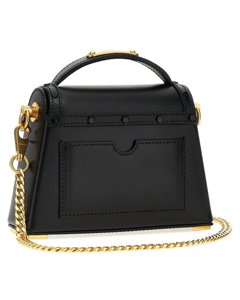 Balmain Women's Top Handle Bag Black Calfskin Leather Black