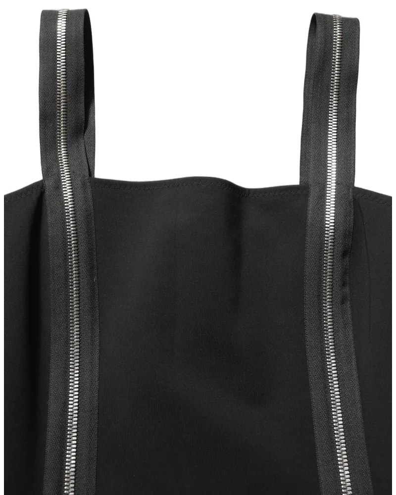 Dolce & Gabbana Women Black Sleeveless Front Zipper Midi Dress Viscose Nylon Elastane Black