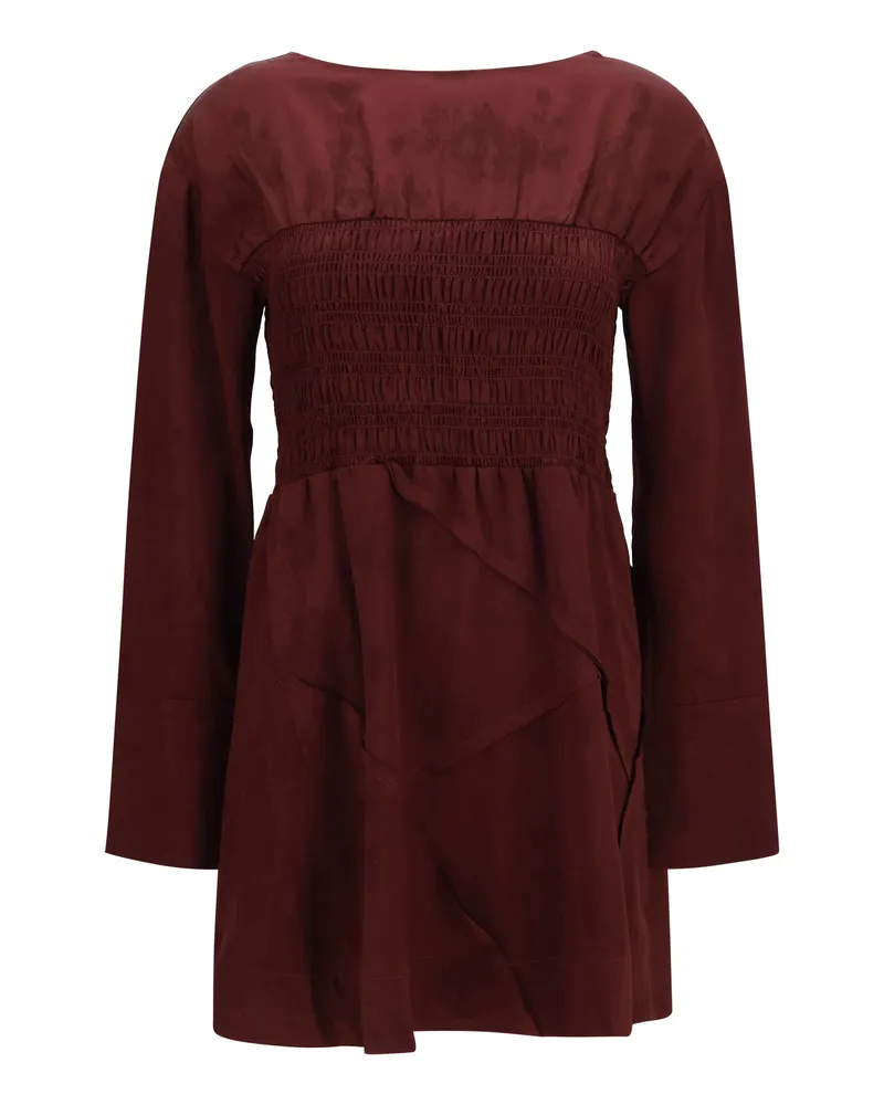 Ganni Women's Mini Dress Satin Port Royale Acetate Burgundy