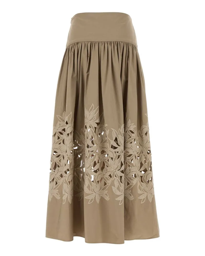 AGNONA Women's Dove Grey Poplin Skirt Lightbrownkhaki Exterior: Cotton Gonne Beige