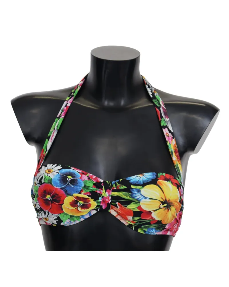 Dolce & Gabbana Women's Multicolor Floral Print Swimwear Bikini Tops Nylon Elastane Multicolor
