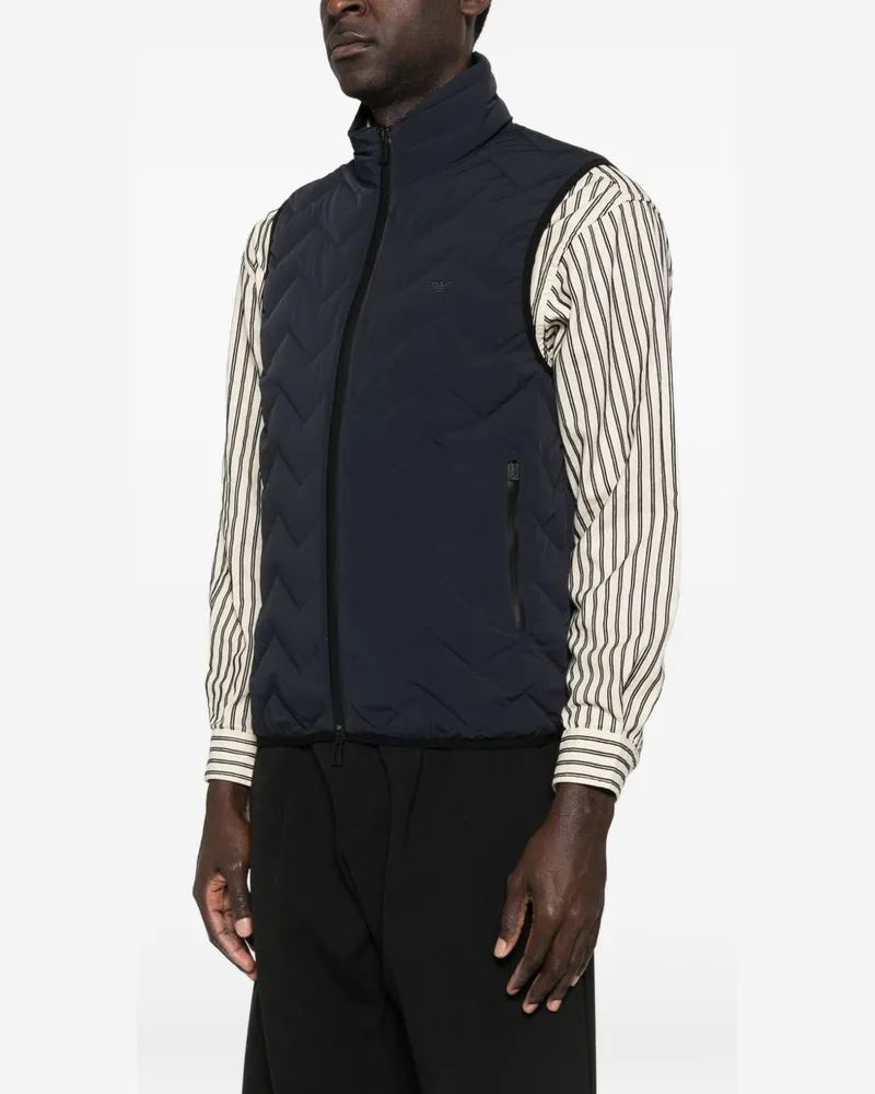 Emporio Armani Chevron-Quilted Down Vest — Black Black