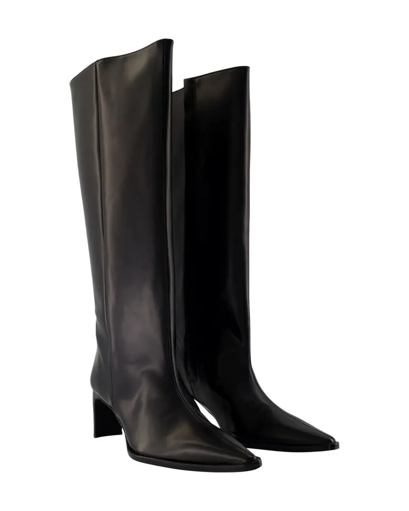 Samsøe & Samsøe Women's Saray Boots - Samsøe Leather Black Calfskin Shoes Black
