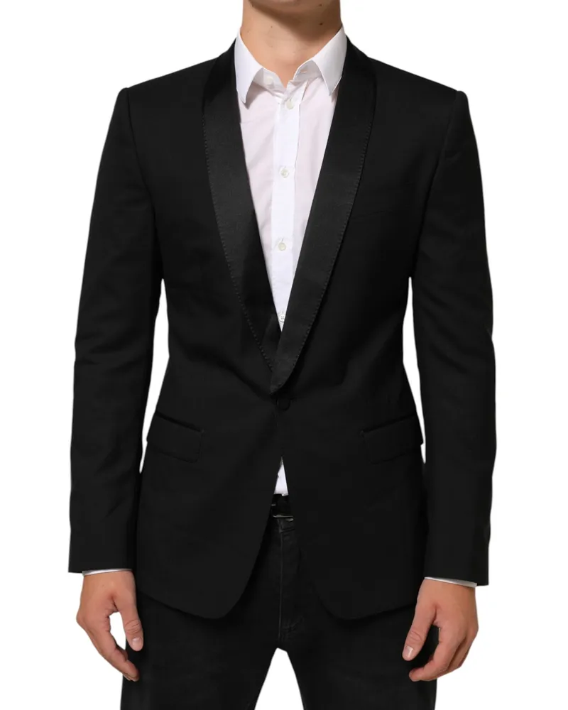 Dolce & Gabbana Men's Black Martini 1 Button Suit Jacket Blazer Pl+se+wv Black