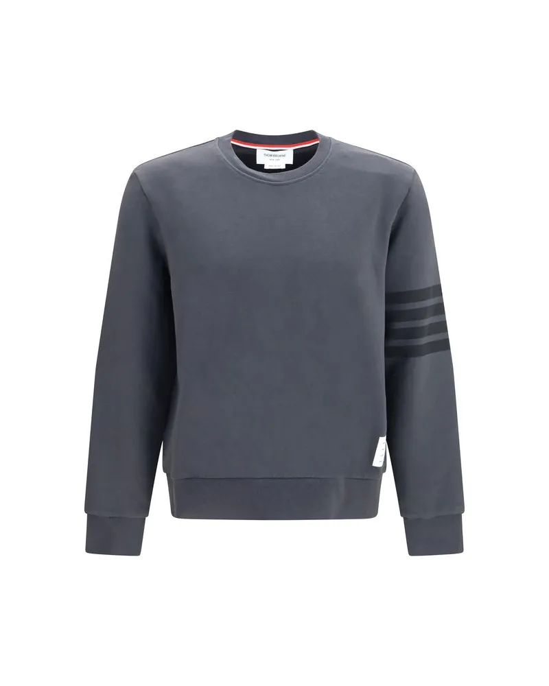 Thom Browne 4-Bar Crewneck Sweatshirt — Gray 