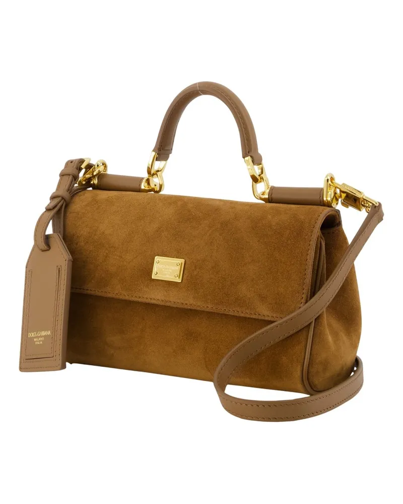 Dolce & Gabbana Calfskin Leather Shoulder Bag — Brown Brown
