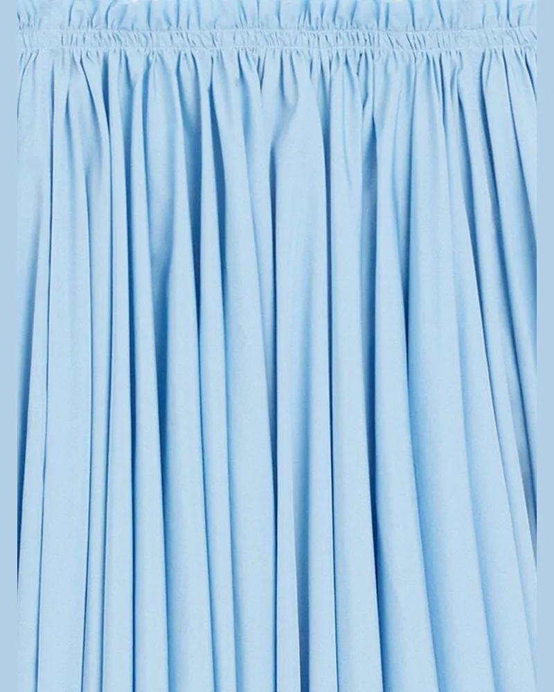 AMI Paris Pleated Cotton Skirt — Blue Blue