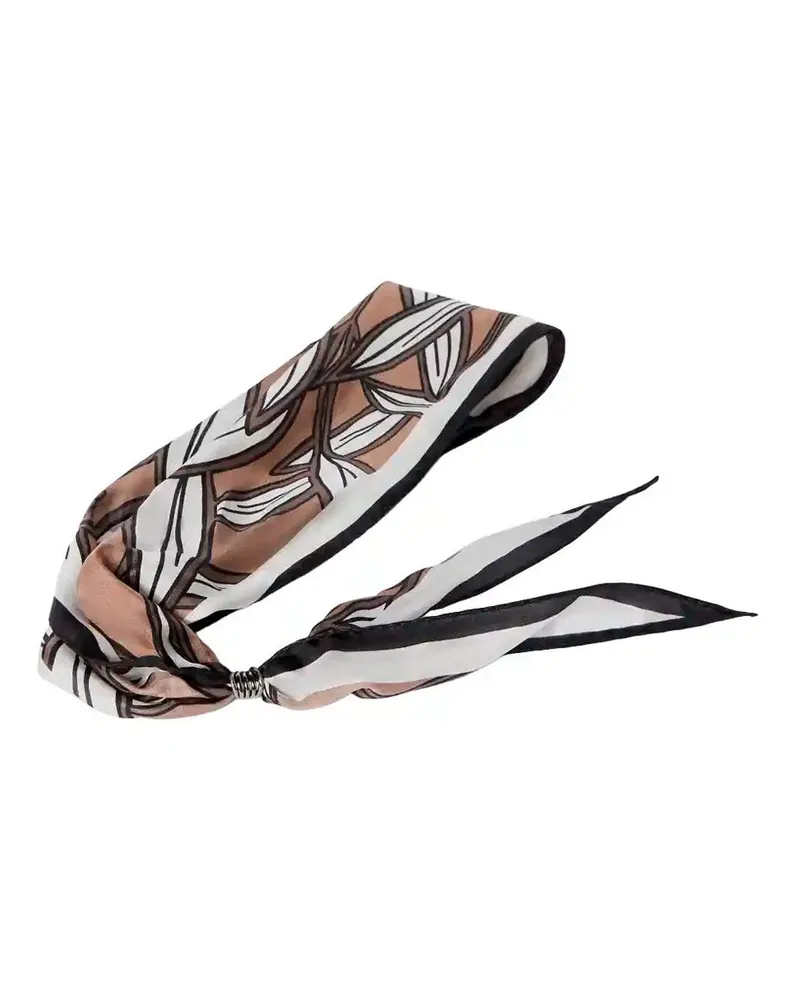 Brunello Cucinelli Silk All-Over Motif Scarf — Brown Brown