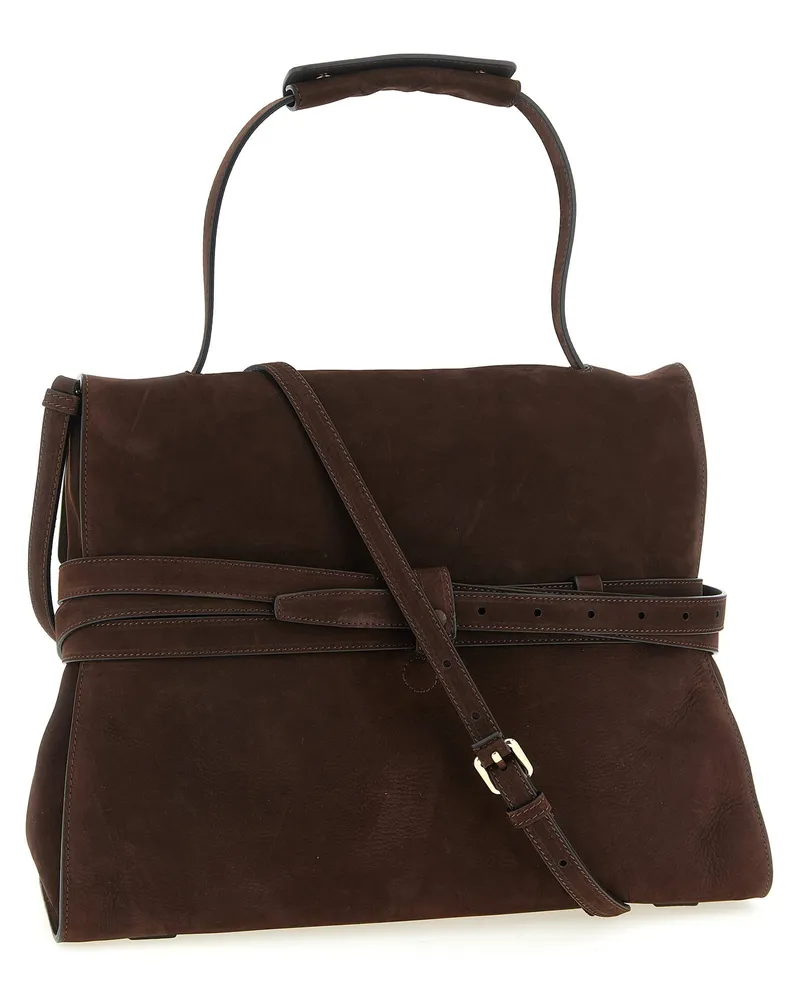 Moschino Women's Brown Calfskin Shoulder Bag Brown