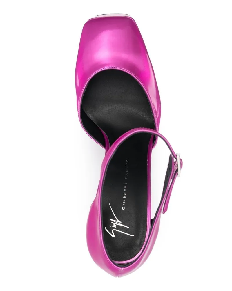 Giuseppe Zanotti Fuchsia Metallic Leather Platform Heel — Fuchsia Fuchsia
