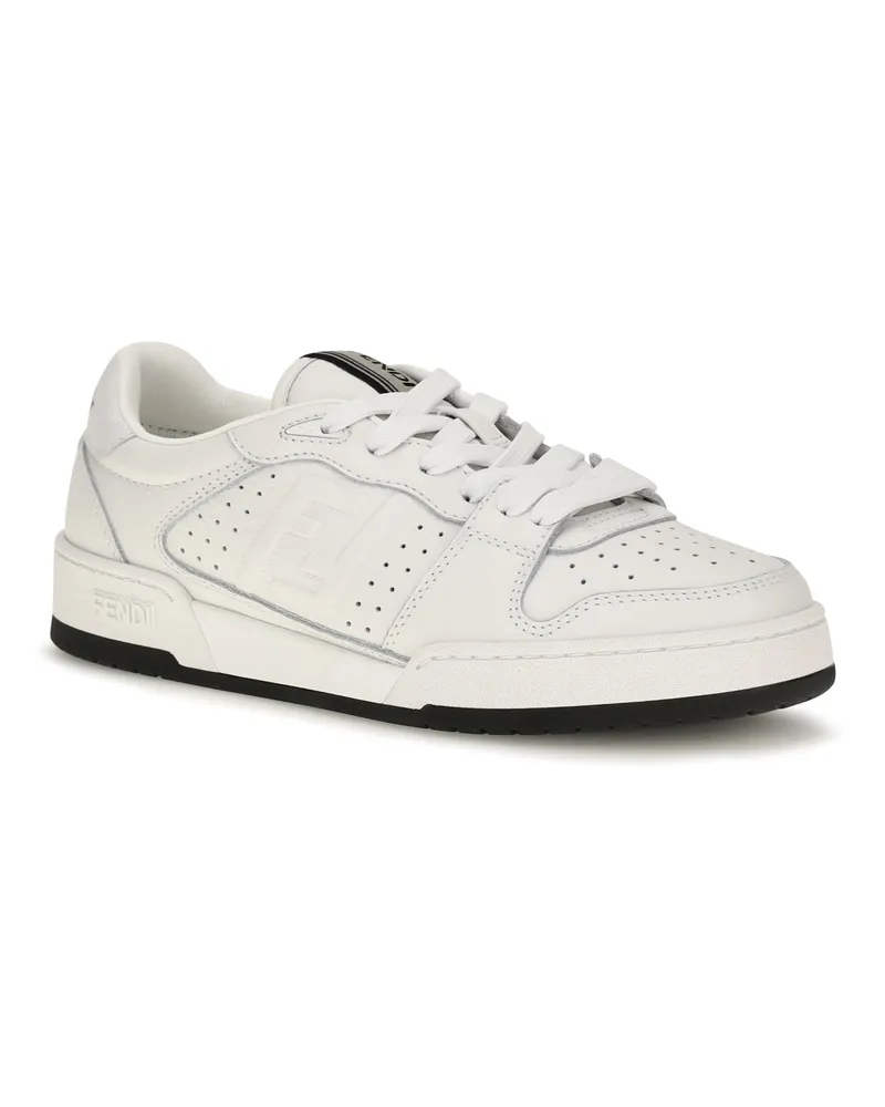 Fendi Women's Match Canvas And Suede Sneakers Uwhit+white Marr.chi White