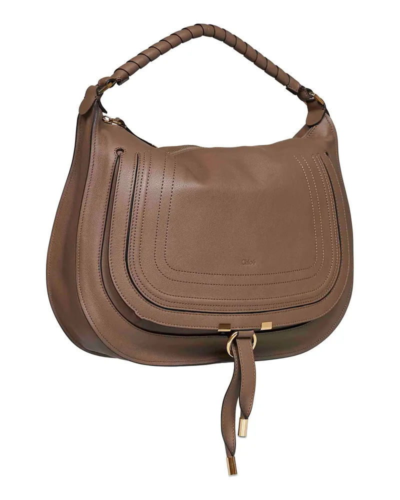 Chloé Women's Shoulder Bag Marcie Deep Taupe Mud Calf Leather Brown