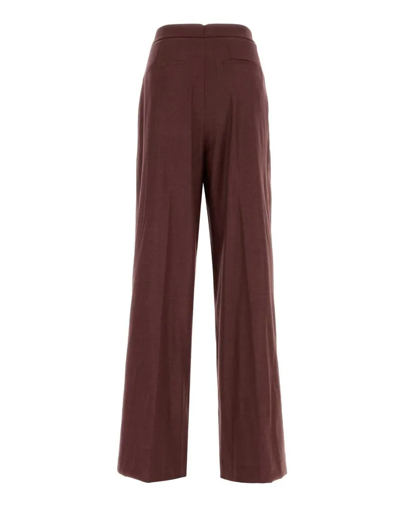 PT TORINO Women's Burgundy Stretch Twill Wide-Leg Grace Pant Bordeaux Pantaloni Trousers Burgundy