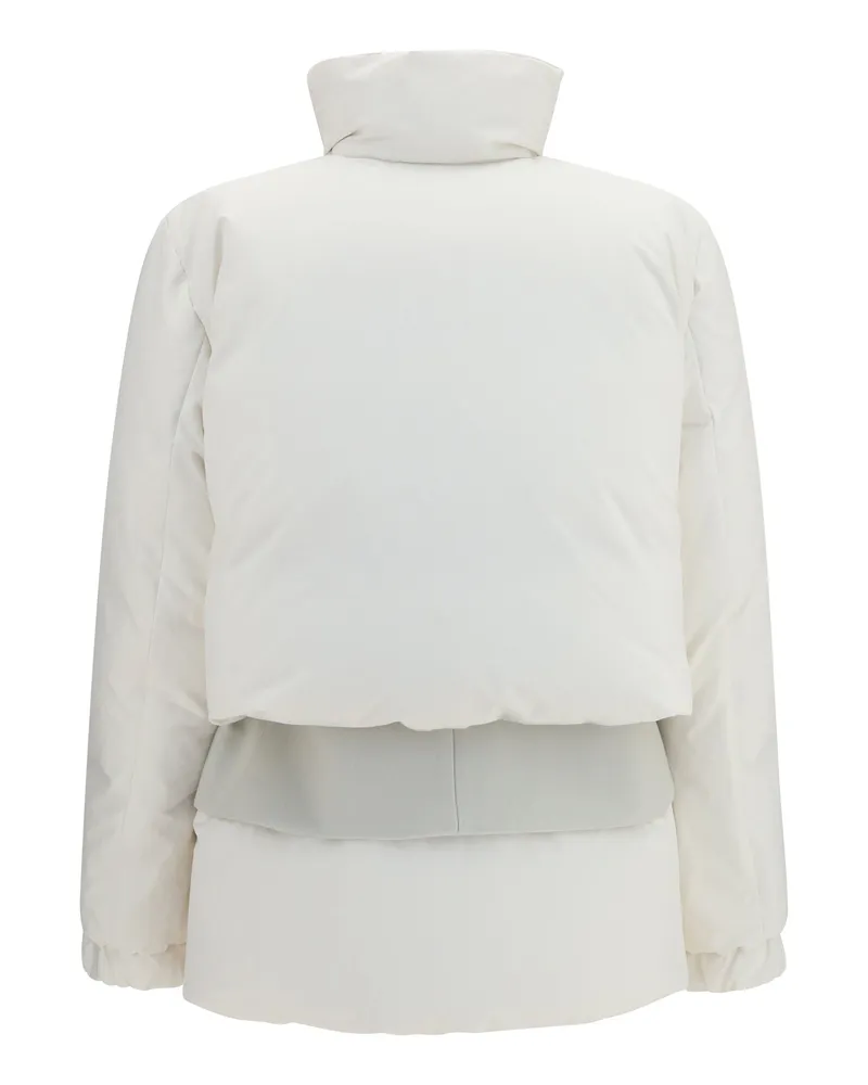 Sacai Women's Double Padded Jacket With Zip Closure Off White×ecru Polyester Down Coat White