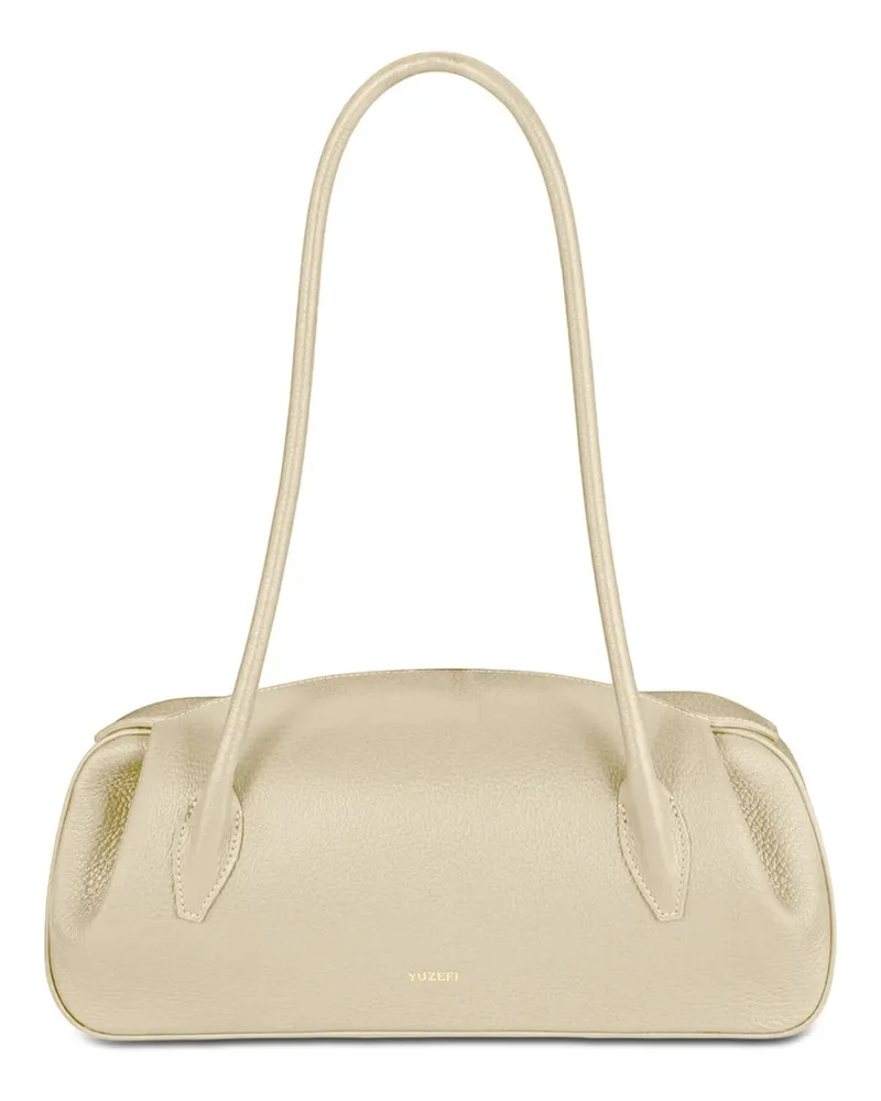 YUZEFI Women's Oyster Bag Small Ivory Leather Shoulder White