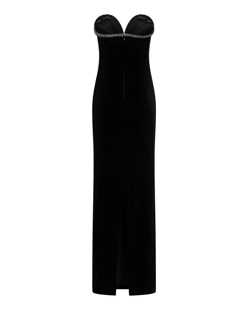 Self-Portrait Crystal-Embellished Velvet Dress — Black Black