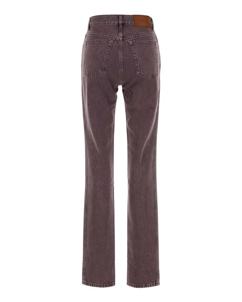 Chloé High-Rise Straight-Leg Denim Jeans — Purple Purple