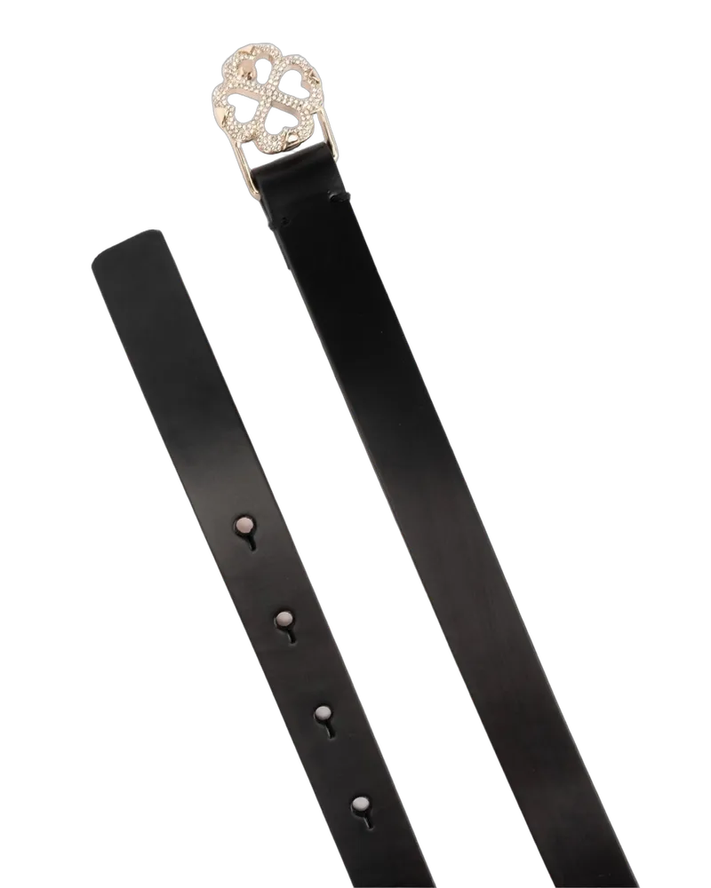 Kate Spade Women Flower Logo Buckle Leather Belt Black Accessories Black
