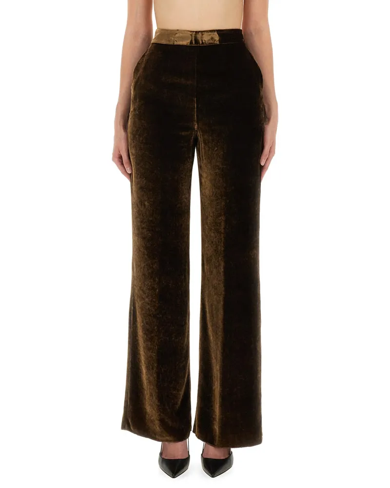 Etro Velvet Viscose-Silk Trousers — Brown Brown