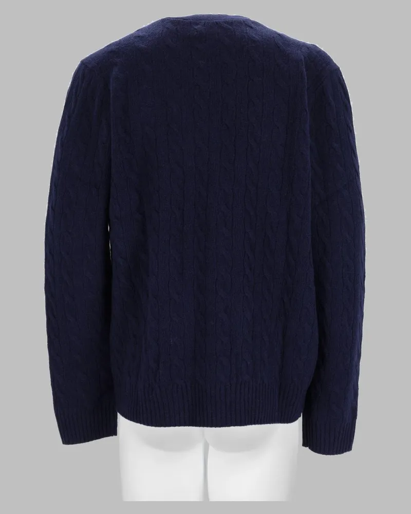 Ralph Lauren Cable-Knit Wool and Cashmere Cardigan — Navy Navy