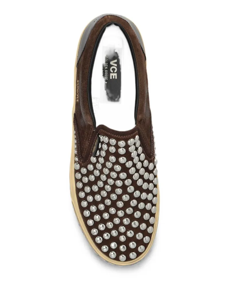 Golden Goose Studded Slip-On Sneaker — Brown Brown