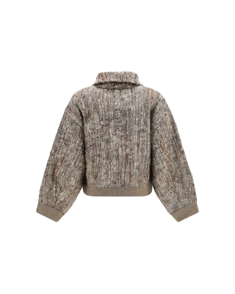 Brunello Cucinelli Perforated Mohair Cardigan — Beige Beige