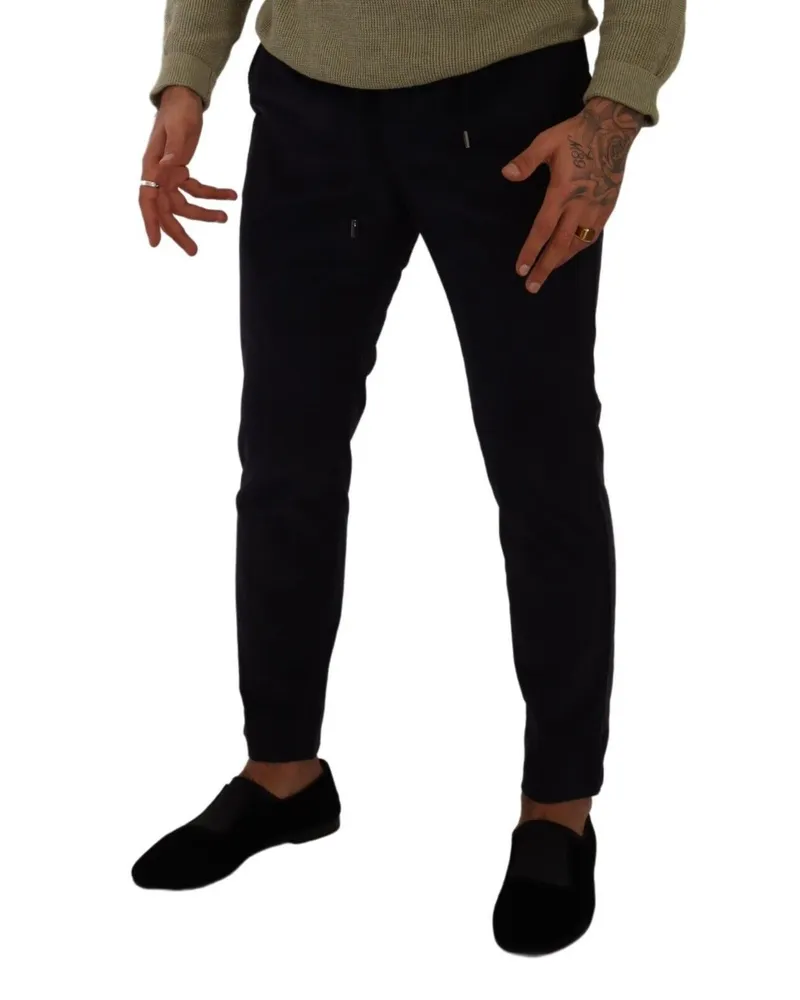 Dolce & Gabbana Men's Corduroy Skinny Trousers Navy Cotton Polyester Navy