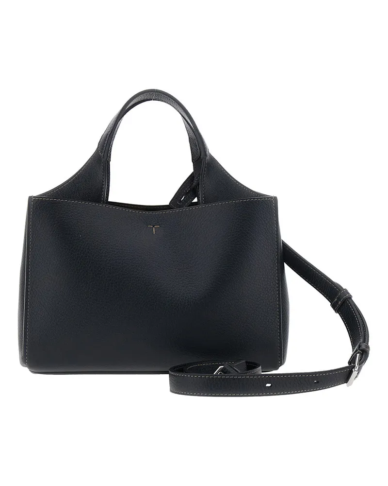 TOD'S Women's Handbag T-Plate Black Leather Calf Handbags Hand Bags Black