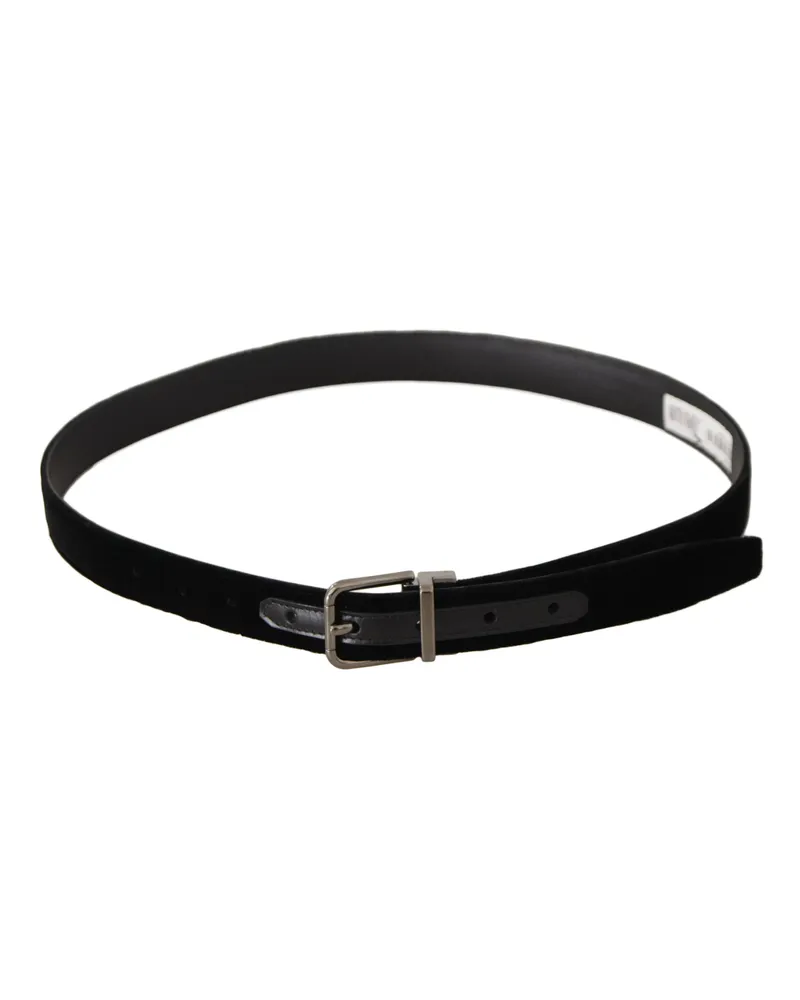 Dolce & Gabbana Velvet with Metal Buckle Belt — Black Black