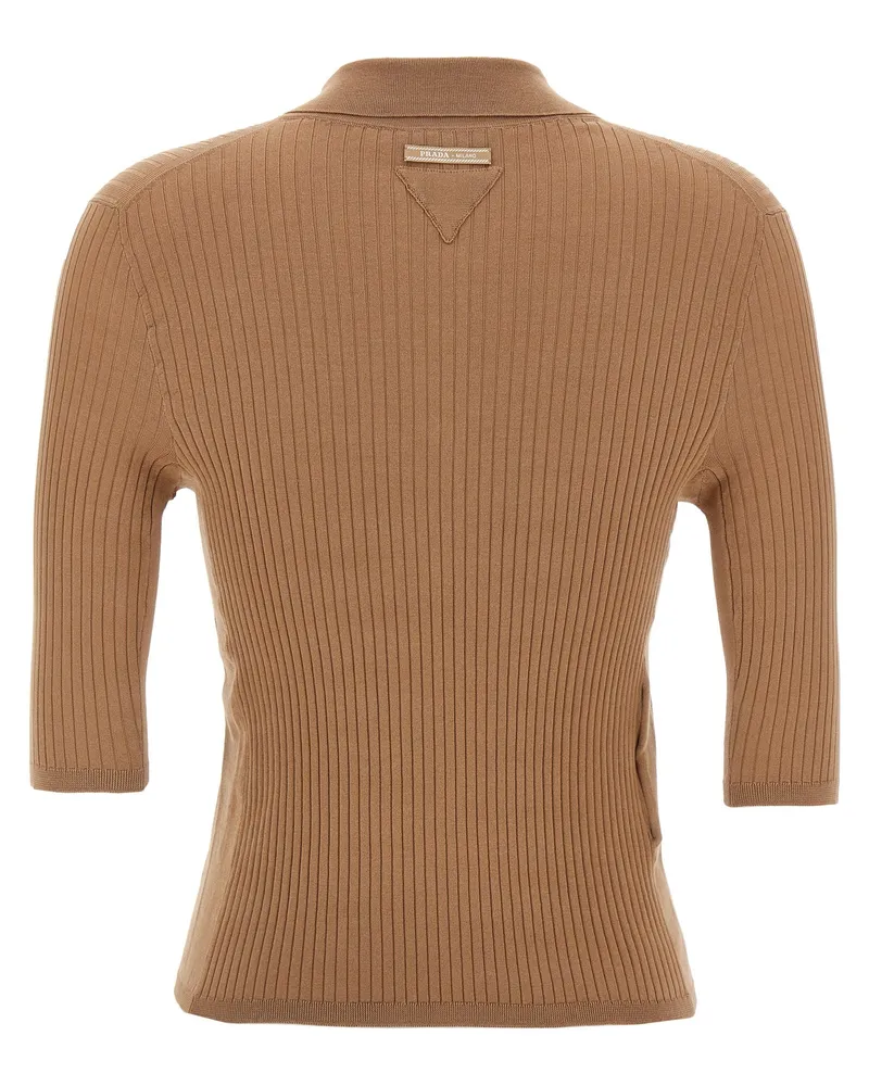 Prada Women's Beige Cotton Polo Shirt Beige