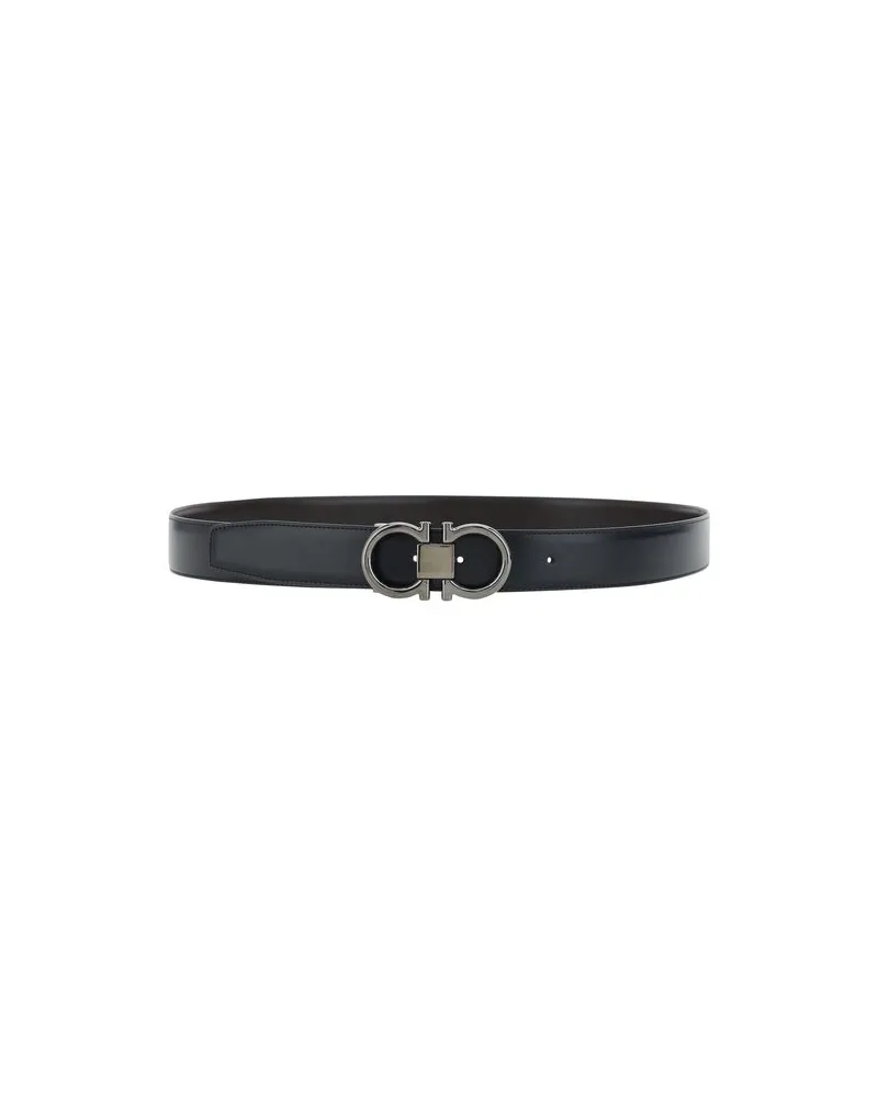 Ferragamo Men's Black Calf Leather Bos Taurus Regular Belt Black