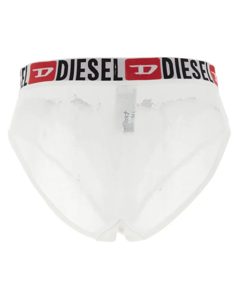 Diesel Jacquard Logo-Band Ribbed Briefs — White White
