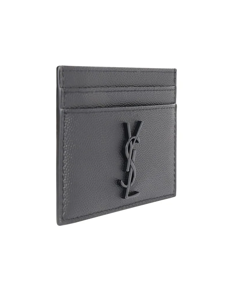 Saint Laurent Men's Gray Calf Leather Bos Taurus Wallet Gray