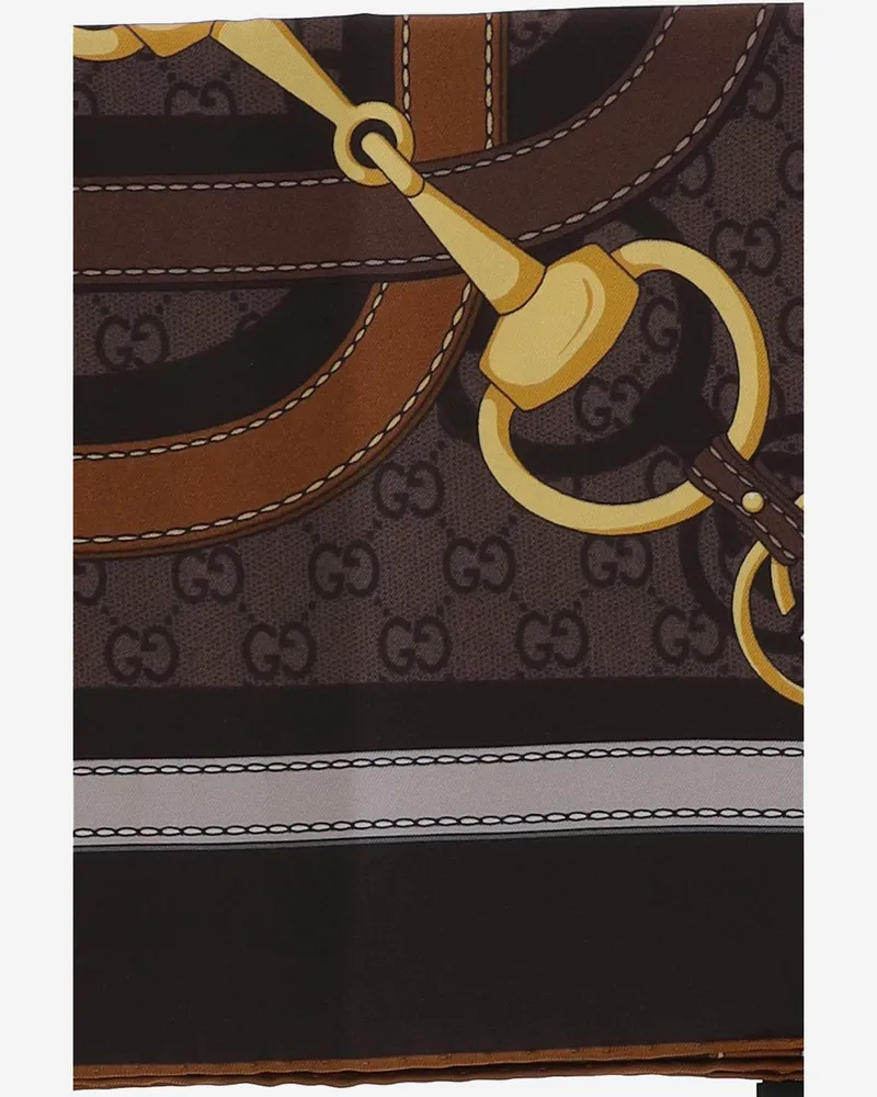 Gucci Silk Twill Foulard Scarf — Brown Brown