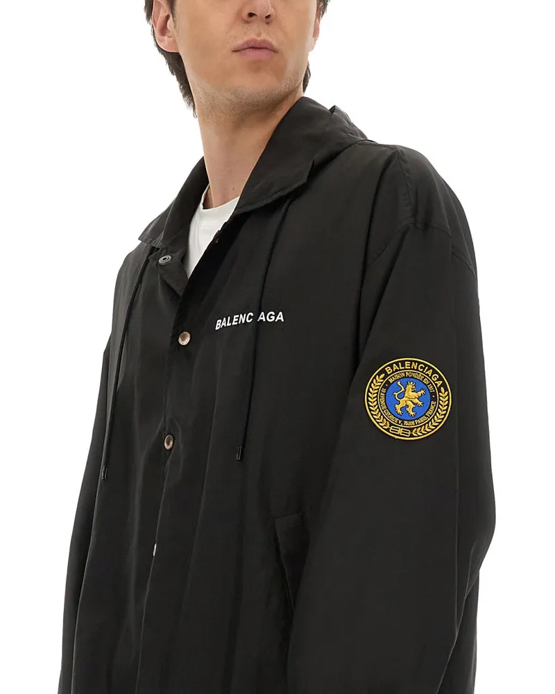 Balenciaga Oversized Polyester Windbreaker Jacket — Black Black