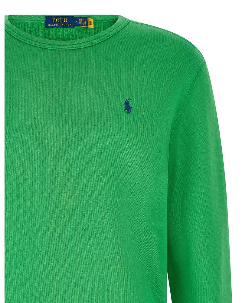 Ralph Lauren Logo-Embroidered Loopback Cotton Sweatshirt — Green Green