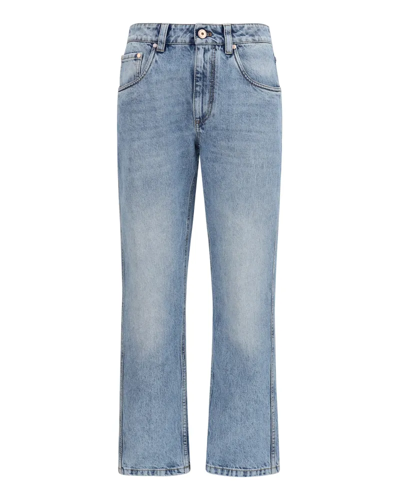 Brunello Cucinelli Women's Denim Pants Iconic Blue Cotton Jean Blue