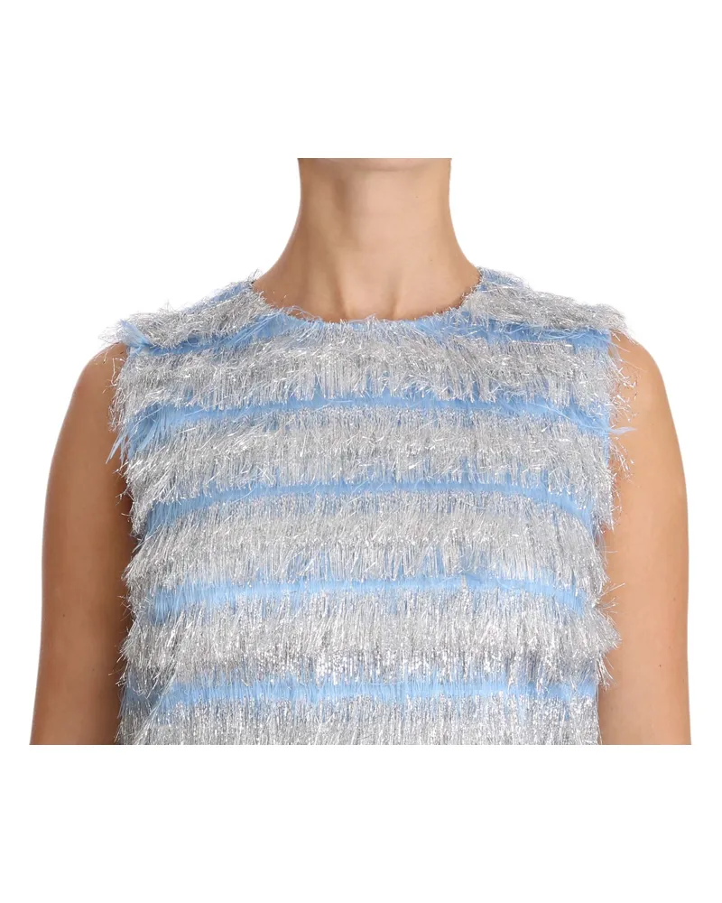 Dolce & Gabbana Women's Light Blue Silver Shift Gown Dress Blue