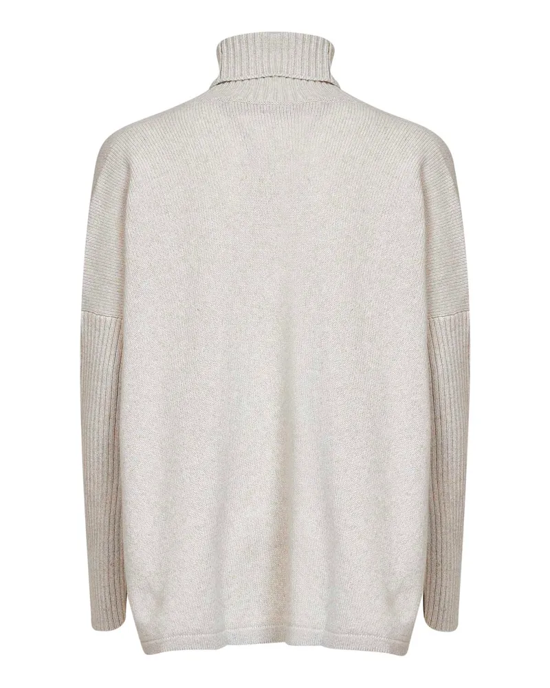 Blanca Women's Wool Knit Turtleneck Sweater Multicolour Beige