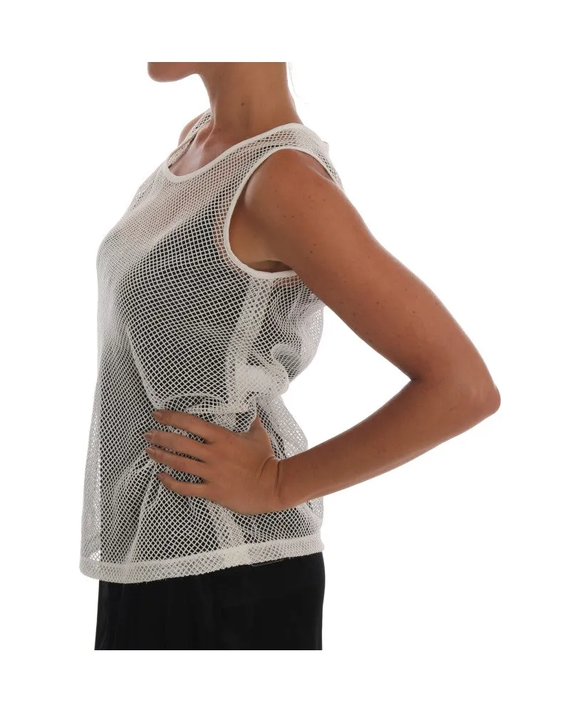 Dolce & Gabbana Women White Net Tank Transparent Top Cotton White