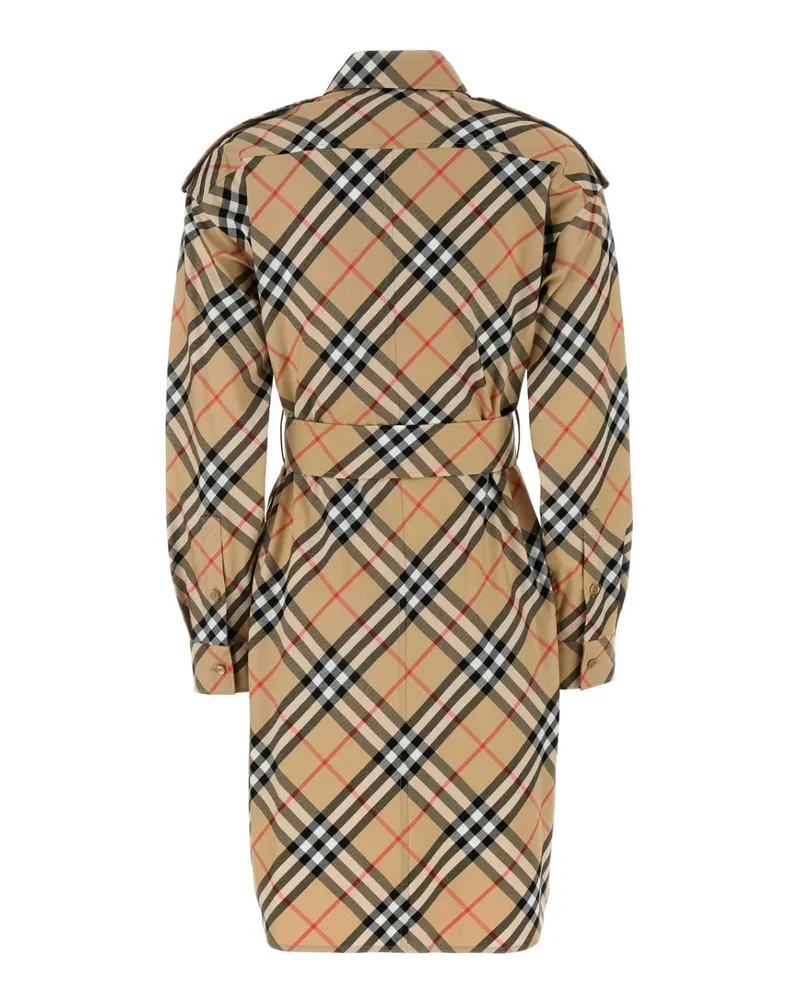 Burberry Women's Embroidered Cotton Dress Sandipcheck Abiti Beige