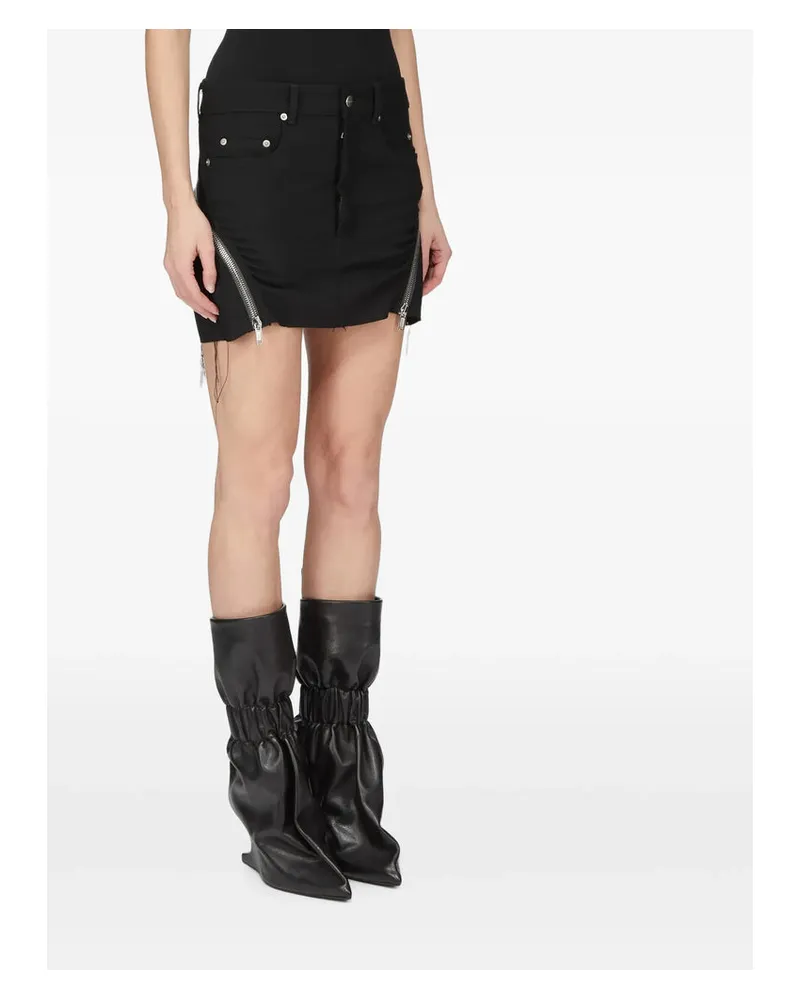 Rick Owens Denim-Textured Skirt — Black Black